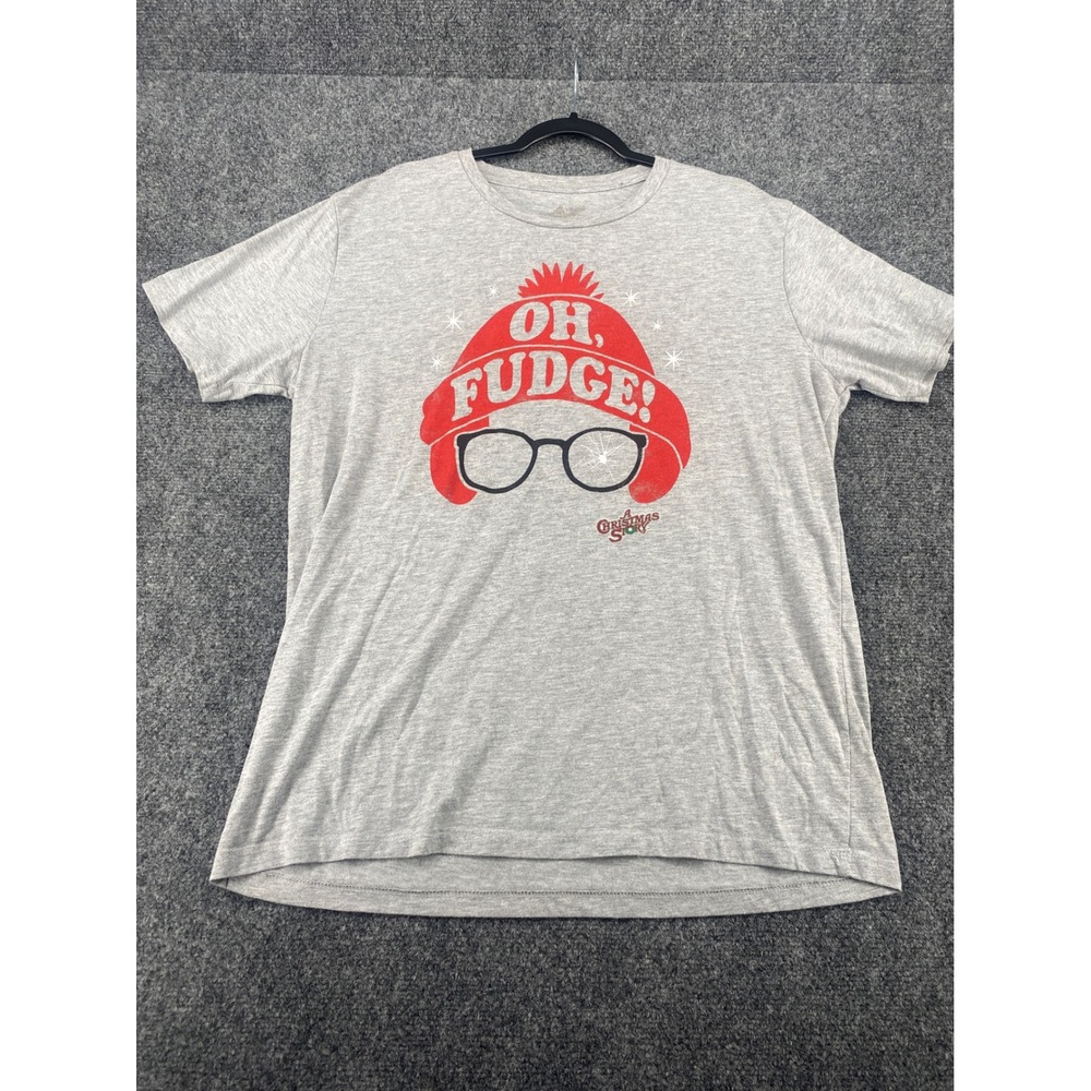 A Christmas Story Oh Fudge Graphic T-Shirt Mens XL Gray Holiday Movie Tee L/XL